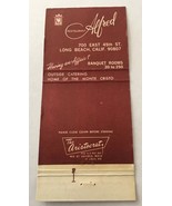 Restaurant Alfred Vintage Matchbook. Long Beach,California Home of Monte... - $5.00