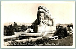 RPPC Mormon Battaglione Monumento Salt Lake Città Utah Ut Unp Cartolina H7 - $12.24