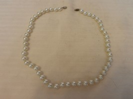 Vintage Stranded Round White Ball Faux Pearl Choker Necklace 18.25&quot; Long - £23.89 GBP