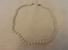 Vintage Stranded Round White Ball Faux Pearl Choker Necklace 18.25&quot; Long - £23.95 GBP