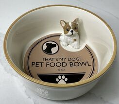 Rockybear Pet Bowl With Small Dog Inside Pet Ceramic Beige Bowl Dish New - $22.72
