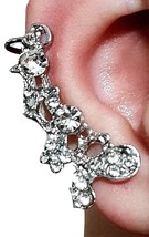 Butterfly Ear Cuff Crystal Diamante Flower Clip On &amp; Stud Earring Right Ear Cuff - £4.08 GBP