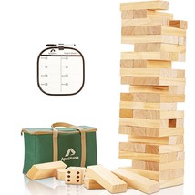 Giant Tumble Tower (Stack From 2Ft To Over 4.2Ft), 54 Pcs Pine Wooden Stacking T - £58.52 GBP