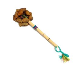 Natural Cacho Seed Pod Shell Nut Shaker Bamboo Wooden Handle Stick Rattle Maraca - £11.89 GBP