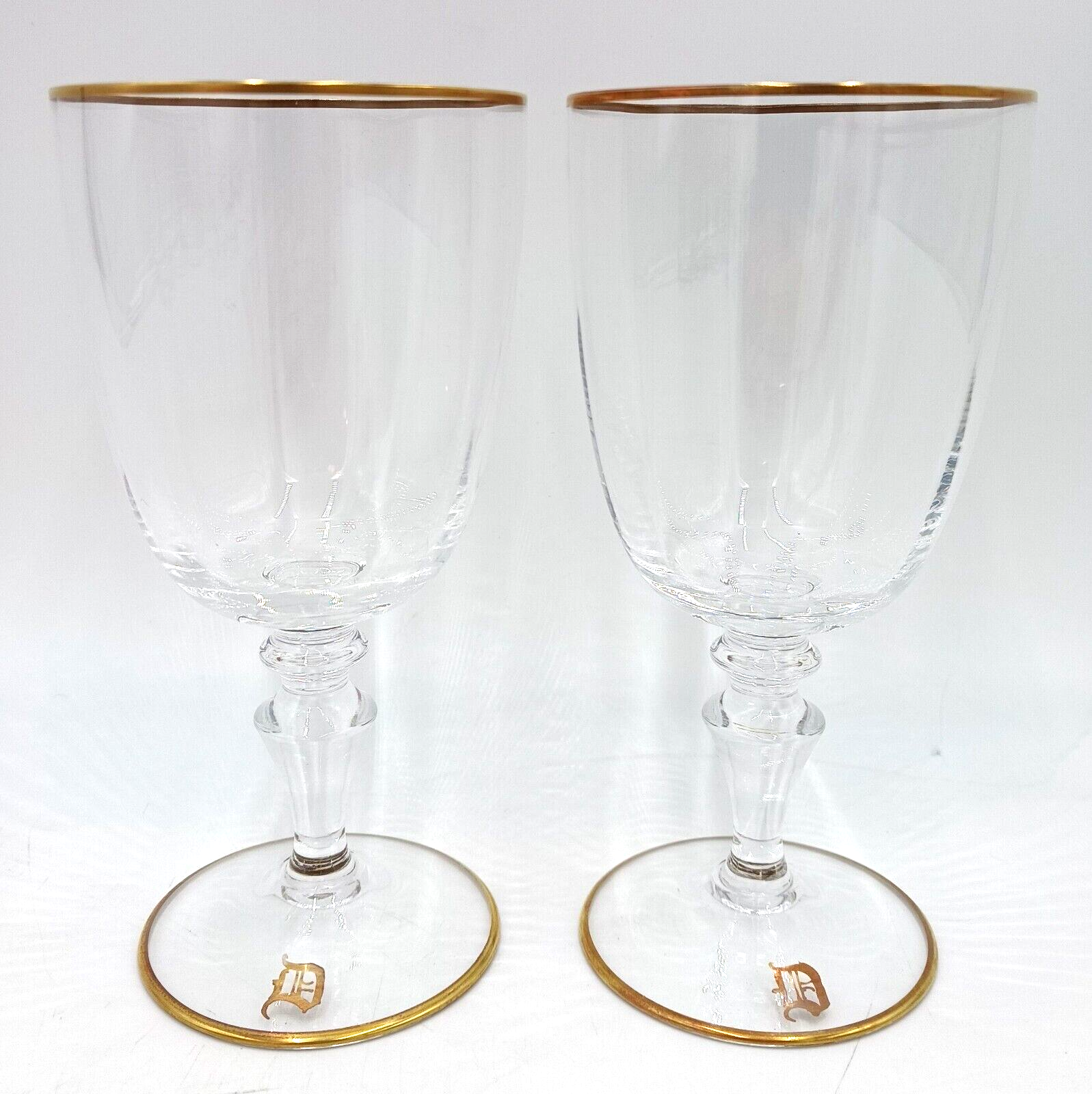 Murano Wine Glasses with Gold Rim and D Monogram Set of 2 - $39.99