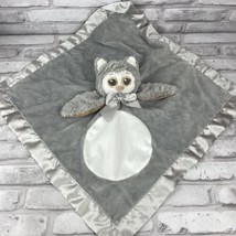 Bearington Baby Owl Lovey Security Blanket Gray Satin 18” Lovey Soft Baby Owl - £17.79 GBP