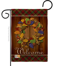 Fall Wreath Burlap - Impressions Decorative Garden Flag G163036-DB - £18.35 GBP