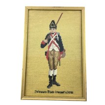 Finshed Cross Stitch Soldier in Delaware Blues Uniform Revolutionary War... - $29.02