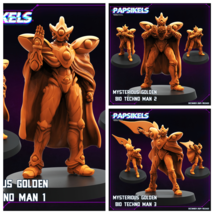 3D Printed Papsikels Mysterious Golden Bio Techno Man Dec. 2024 Cyberpun... - $8.33+