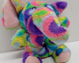 Adventure Planet Elephant Baby Rattle Plush Stuffed Toy Rainbow Neon Tie... - $11.57