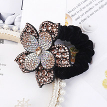 Women Rhinestone Scrunchies Elastic Hair Bands Flower Hair Ring Hair Accessories - £8.10 GBP