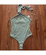 Vintage 90s Y2K Green Orange Geometric  Halter Top Tie Back Body Suit  NWT - $44.69 CAD