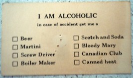 Vintage I Am Alcoholic  Joke Card - $2.99