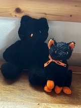 Lot of Ty Black &amp; Orange Plush FRAIDY Kitty Cat &amp; Large Jointed Cat w Blue Eyes - £9.05 GBP