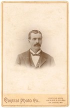 Circa 1880&#39;S Cabinet Card Handsome Man Mustache Central Photo Co. St. Louis, Mo - £9.53 GBP