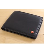 Alpine Swiss Wallet Billfold Leather Center Flip ID Window Men&#39;s Black - $13.55 CAD