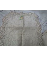 Vtg NWT Irish Linen Runner Table Scarf Embroidered Tan Off White 31&quot; x 15&quot; - £15.17 GBP