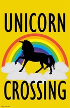 Unicorn Crossing Funny Double Sided Garden Flag Emotes Humor Yard Banner... - £10.82 GBP