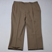 Vtg Greg Peters 42x29 Brown Old Money Super 100s Wool Pleated Cuffed Dress Pants - $27.29