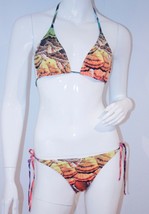 Dineila Brazil Triangle Bikini Set MULTI-COLOR Side Ties L $140 Free Shipping - $118.77