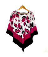 Alfani Blouse Handkerchief Hemline Womens size Medium Round Neck Pink Black - £17.68 GBP