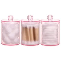 3 Pack Cotton Swab Ball Pad Holder, 10 Oz Qtip Apothecary Jar Pink Makeu... - $18.99