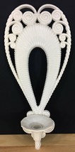 Vintage Burwood Plastic WICKER Rattan Wall Sconce CANDLE HOLDER - White - £7.77 GBP