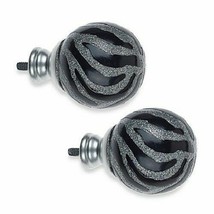 Set of 2 Cambria Classic My Room Glitter Zebra Finials Black 276108 Silv... - $9.89