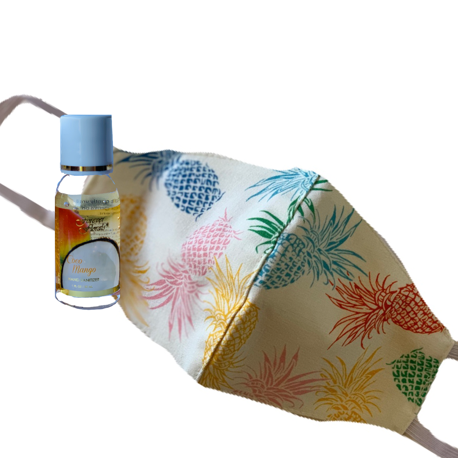 Hawaiian Made Reversible Face Mask and Purse Sized Hawaiian Hand Sanitizer Set (