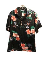 Hawaii Nei Honolulu Vintage Men’s L Black Floral Short Sleeve Button Shirt - $74.47 CAD