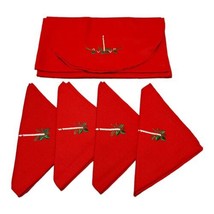 Christmas Candle Table Set 4 Cloth Napkins 16&quot; Table Runner 71&quot;  Vintage... - £43.92 GBP