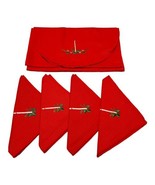 Christmas Candle Table Set 4 Cloth Napkins 16&quot; Table Runner 71&quot;  Vintage... - £44.31 GBP