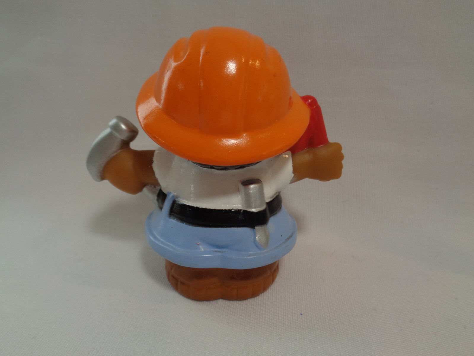 Fisher Price Little People '01 Hispanic Construction Worker Hard Hat Flag Hammer - £1.43 GBP