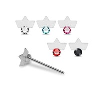 5PCs 925 Sterling Silver Round CZ Tiara Crown Jewelled Nose Straight stud 22G - £30.23 GBP
