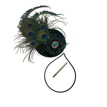 Babeyond Peacock Feather Fascinator Headband Green Velvet Faux Jewel Acc... - $17.99