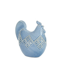 Set Of Two 8&quot; Blue Ceramic Rooster Bird Figurine - $45.56