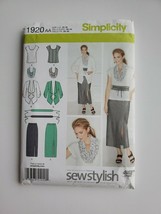 Simplicity 1920 Top Jacket Skirt Scarf Belt Sewing Pattern 10-18 Uncut - $14.84