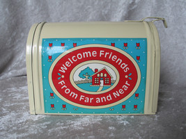 Metal Mailbox Money Bank &quot;Welcome Friends From Far and Near&quot; 5&quot; x 4&quot; x 3&quot; - £8.74 GBP