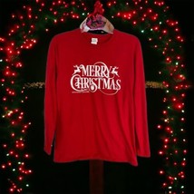 Christmas Womens Tee Shirt Medium Long Sleeve Merry Christmas Red Southern - £19.23 GBP