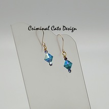 3 Pairs of Swarovski Earrings in Blue Zircon and Silk Xilion Shimmer hand made  image 9