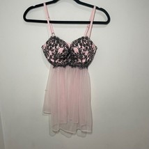 NWT 34C Victoria&#39;s Secret Pink Sheer Open Back Flowy Black Lace Bra Top ... - $28.79