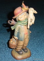 &quot;Friendship&quot; Anri Italy Wood Carving Ferrandiz 6&quot; Tall Shepherd With Lamb &amp; Bird - £198.31 GBP