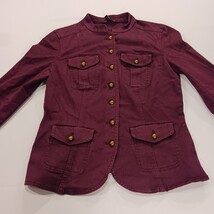 White House Black Market Women's Red Button Front Jacket Pockets Size 4 Chest 35 image 11