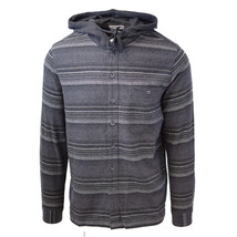 Cherokee Men&#39;s Tottus Camisa Charcoal &amp; Cream Stripe Hooded L/S Flannel ... - £18.75 GBP