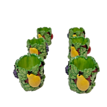 Vintage Resin Fruit Apple Pear Grapes Napkin Ring Holders 2 x 2&quot; Lot of 6 - £13.44 GBP