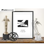 Gliding Print, Glider, Unpowered Aircraft, Air Sport Hobby, Black&amp;White ... - $10.00+
