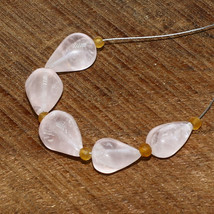 Rose Quartz Smooth Drop Hessonite Beads Briolette Natural Loose Gemstone Jewelry - £2.48 GBP