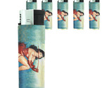 Butane Refillable Electronic Gas Lighter Set of 5 Pin Up Girl Design-003 - $15.79