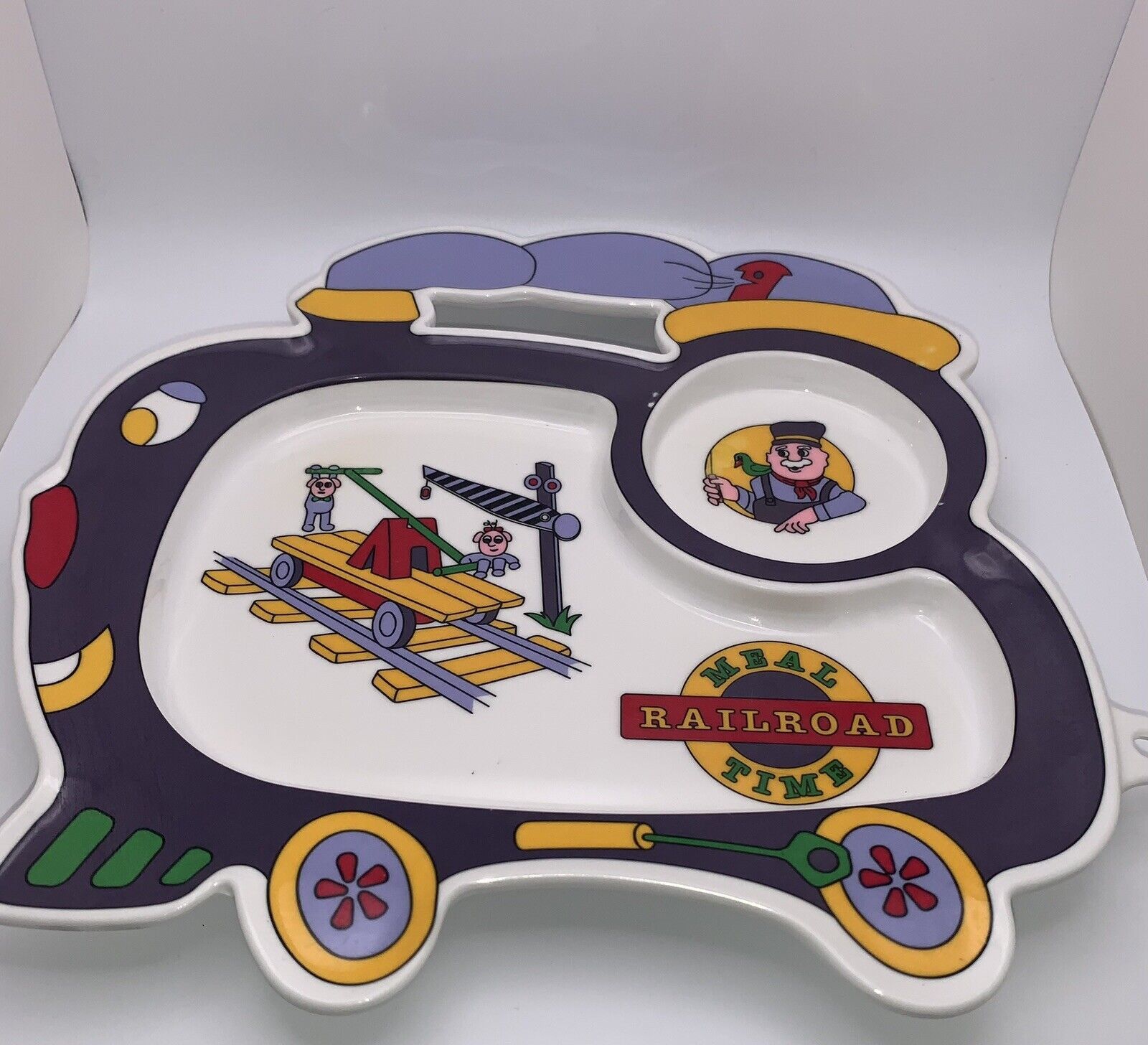 Oneida 1994 Childs Plastic Plate ‘Meal Railroad Time’ 10” X 10” Tray - $6.80