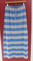 NWT C &amp; C California Sexy Cotton Modal Long Striped Blue Gray Knit Skirt... - $34.80